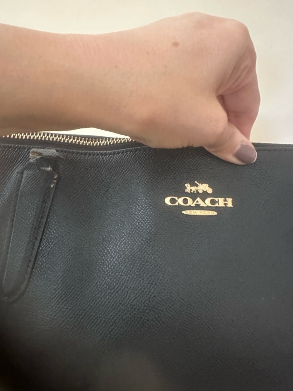 Coach Black Pebbled Leather Tote with Gold Hardware